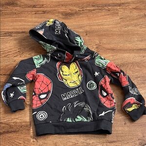 Marvel Kids Black Hoodie with Superhero Print